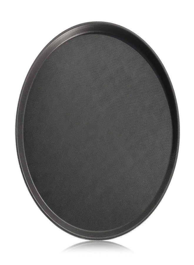 New Star Foodservice Non-Slip Tray, Plastic, Rubber Lined, Round (Black, 18-Inch) - Image 1