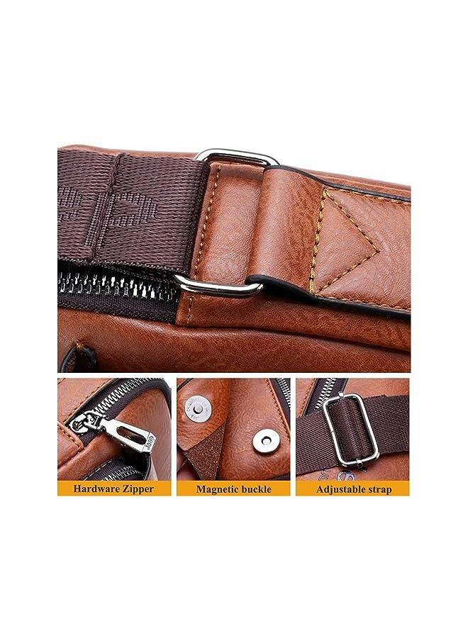 Jeep Buluo Crossbody Sling Bag, Jeep Buluo Body Chest Shoulder Bag for Men Women Casual Shoulder Backpack Bag, Waterproof Leather Chest Casual Daypack with Usb Charging Port for Travel Hiking - Image 4