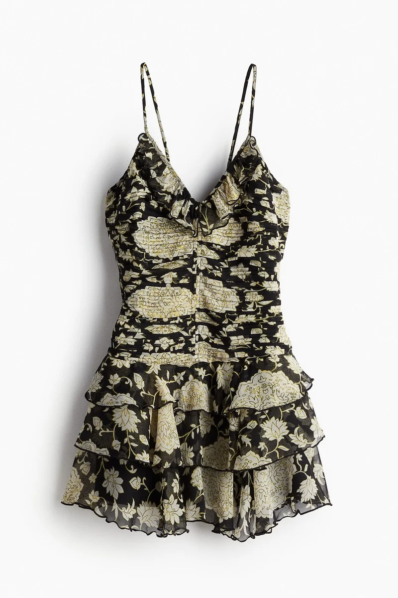 اتش اند ام فستان شيفون بتنورة متدرجة الاتساع