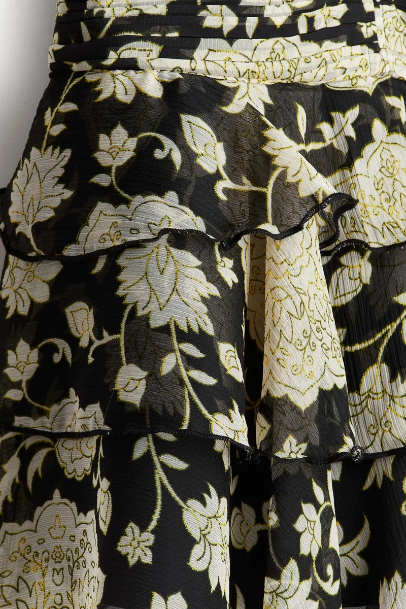 اتش اند ام فستان شيفون بتنورة متدرجة الاتساع