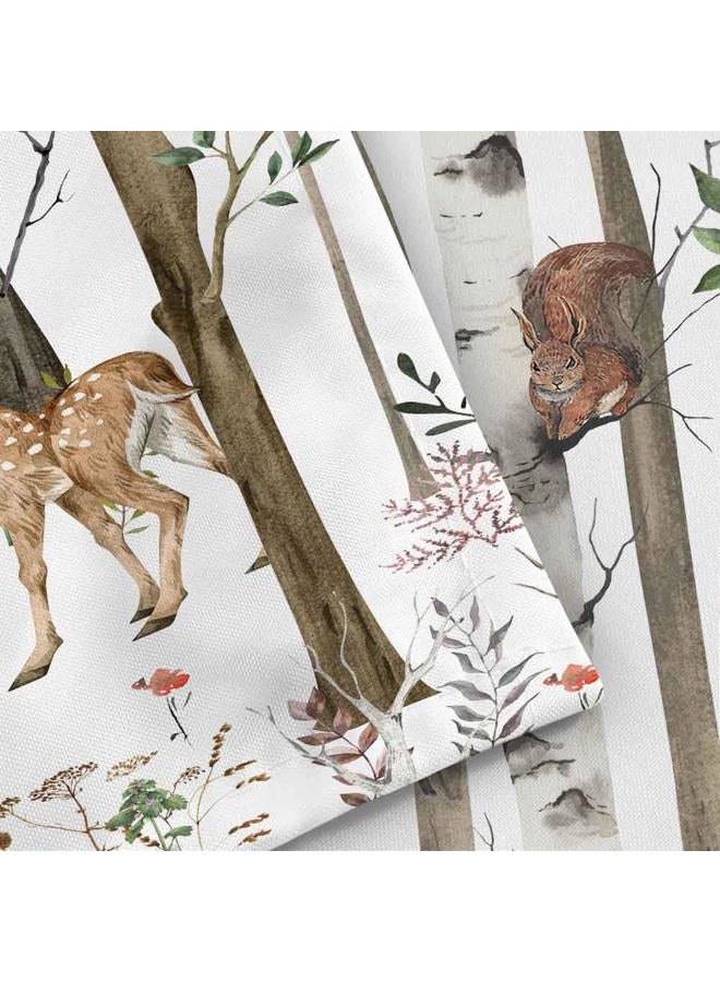 JAWO Rustic Forest Shower Curtain for Bathroom, Country Hunting Bear Deer Wild Animals Farmhouse Lodge Curtain, Cabin Nature Bathroom Set with Hooks, 70X70 Inch, White - Image 5