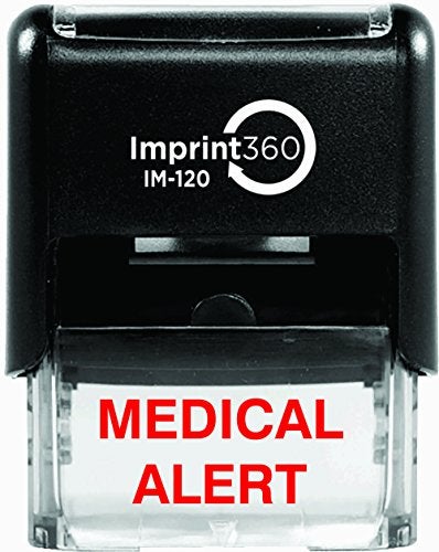 Supply360 AS-IMP1089 - Medical Alert, Heavy Duty Commerical Quality Self-Inking Rubber Stamp, Red Ink, 9/16" x 1-1/2" Impression Size, Laser Engraved for Clean, Precise Imprints - Image 1
