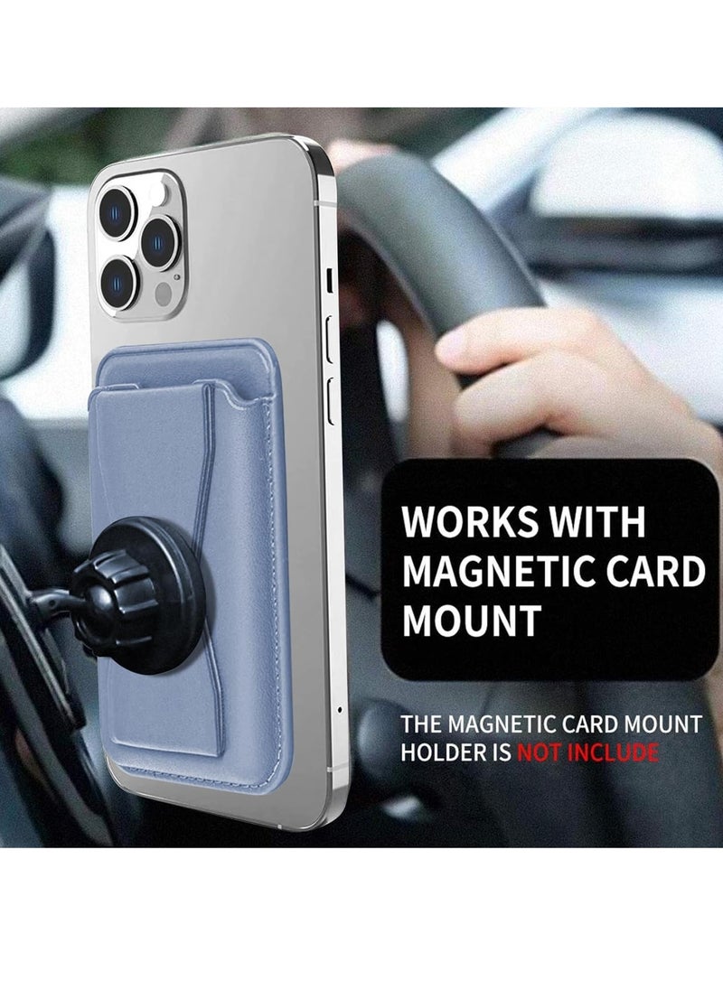 SYOSI - for Magsafe Card Holder Leather Phone Wallet with Magnetic Stand Finger Grip Wallet for Apple Wallet MagSafe with Adjustable Magsafe Wallet Stand for iPhone 15 14 13 12 Sky Blue - Image 1