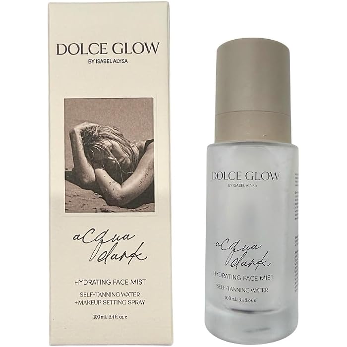 Dolce Glow Acqua Dark Self-Tanning Water Hydrating Face Mist – Makeup Setting Spray for a Natural Radiant Glow – 3.4 fl oz