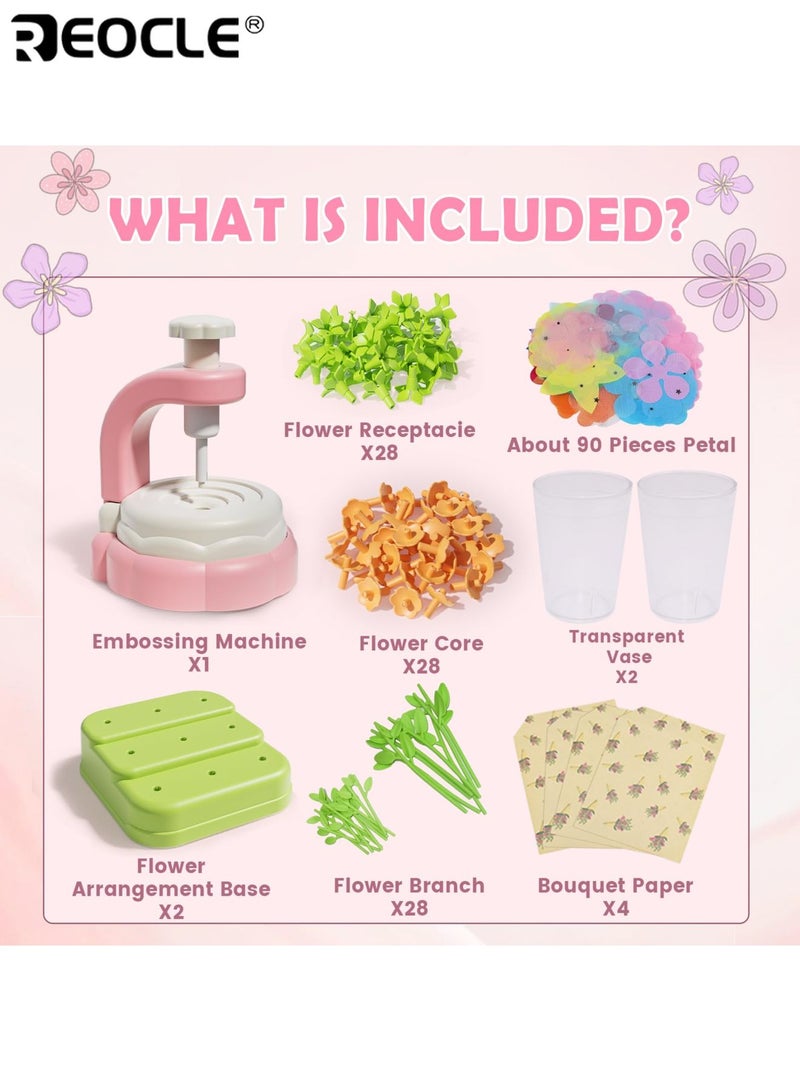 REOCLE Kid's DIY Craft Kit with Fabric Flower Design and Bouquet Making Feature Educational Art Activity with Creative Learning for Preschool Fun - Image 3