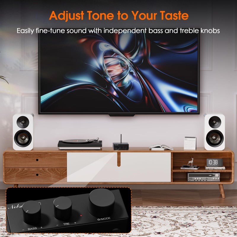 Nobsound G3 Bluetooth 5.0 Stereo Amplifier: Compact HiFi Power Amp for Home/Desktop Audio, Adjustable Bass/Treble, 2.1 Channel Pre-Out, RCA, Portable â€“ Audiophile Gift - Image 5