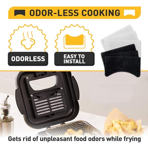 EUSTREER 6 Packs Charcoal and Oil Vapor Replacement Filter, Compatible with 1.5 Liter Electric Deep Fryer, White and Black 12 Pcs in Total - Image 4