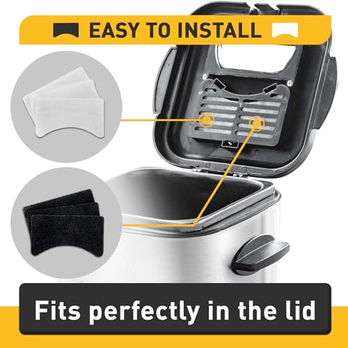 EUSTREER 6 Packs Charcoal and Oil Vapor Replacement Filter, Compatible with 1.5 Liter Electric Deep Fryer, White and Black 12 Pcs in Total - Image 3