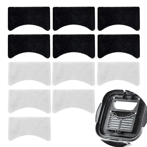 EUSTREER 6 Packs Charcoal and Oil Vapor Replacement Filter, Compatible with 1.5 Liter Electric Deep Fryer, White and Black 12 Pcs in Total - Image 1