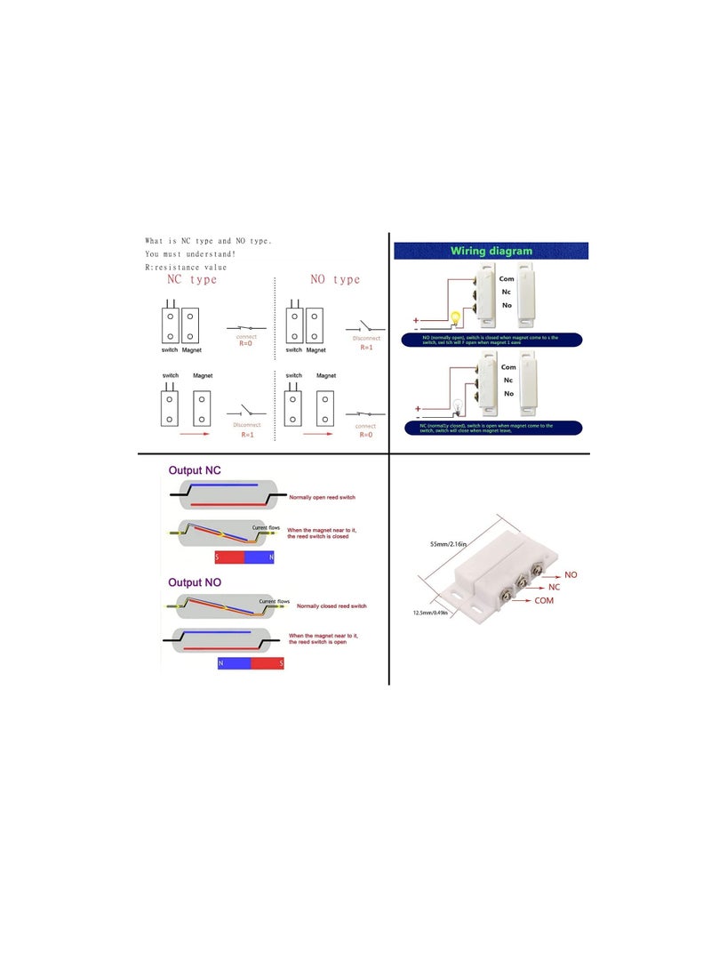 Generic Magnetic Reed Switch Normally Open Closed Door Alarm Window Security Contact Sensor Relay Industrial Electrical Equipment Pack of 5 - Image 2