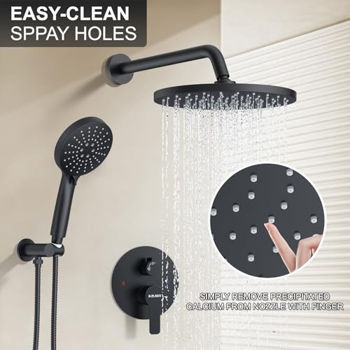 KOJOX Shower System- High Pressure Shower Head- 3 Setting Headheld Shower Head Fixtures- Shower Valve Included (Matte Black) - Image 2