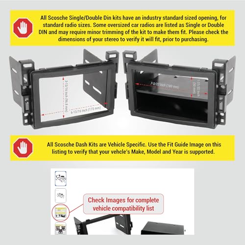 Scosche ICGM12BN Double DIN Radio Install Dash Kit Compatible with Select 2004-09 Non-Amplified Chevrolet and Pontiac Vehicles - Complete Car Stereo Installation Kit - See Vehicle Fit Guide in Images - Image 3