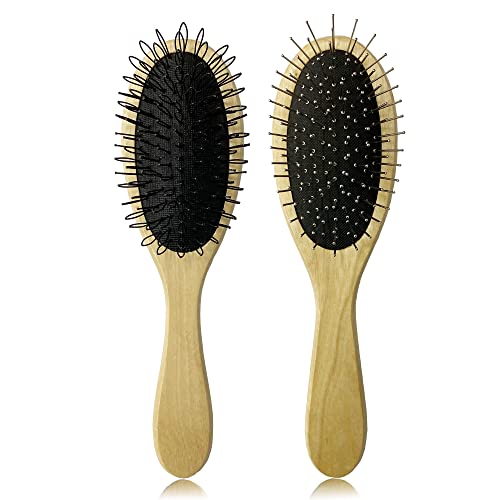 Amirce Wig Brush for Synthetic Hair Detangling Professional Wood Handle Comb Set WB1 - Image 1