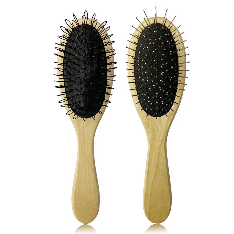Amirce Wig Brush for Synthetic Hair Detangling Professional Wood Handle Comb Set WB1 - Image 3