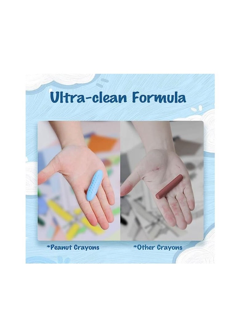 YPlus Peanut Crayons For Kids 12 Colors Washable Toddler Crayons Nontoxic Baby Crayons For Ages 24 13 48 Coloring Art Supplies - Image 2