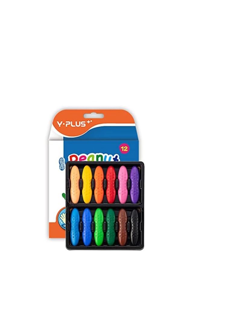 YPlus Peanut Crayons For Kids 12 Colors Washable Toddler Crayons Nontoxic Baby Crayons For Ages 24 13 48 Coloring Art Supplies - Image 1