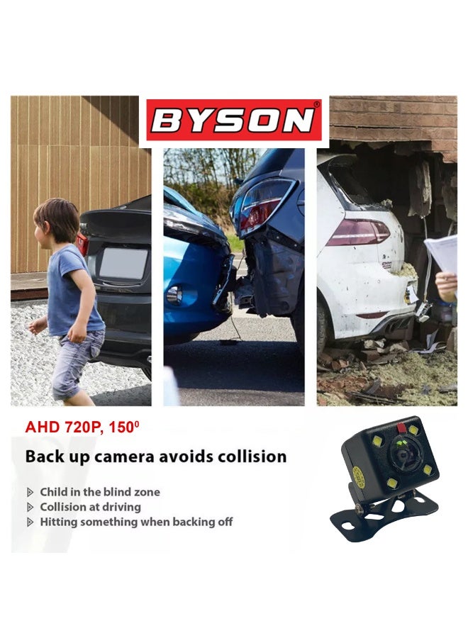 BYSON Square Rear Camera with LED Lights & Fish Lens (AHD720P) - Wide Angle View, HD Clarity, Night Vision, Weather Resistant Build, Adjustable Stand, Easy Installation - Image 2