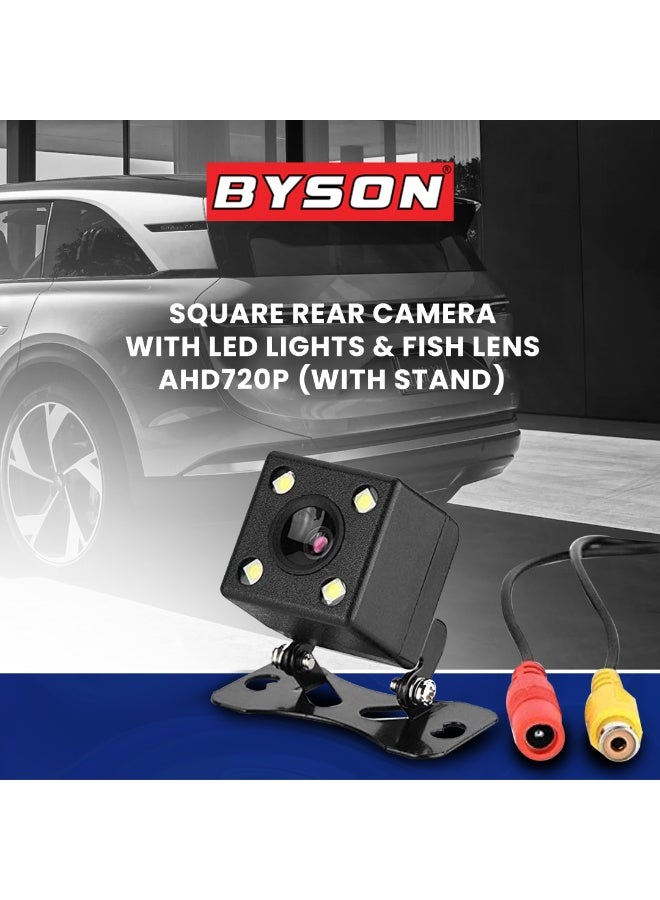 BYSON Square Rear Camera with LED Lights & Fish Lens (AHD720P) - Wide Angle View, HD Clarity, Night Vision, Weather Resistant Build, Adjustable Stand, Easy Installation - Image 3