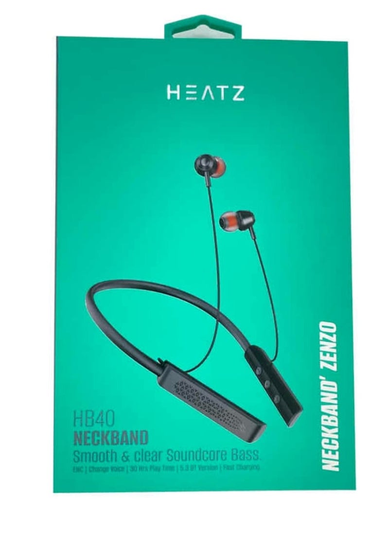 HEATZ HEATZ HB40 Noise Cancelling TWS Earphones & Headphones Smooth & Clear Soundcore Bass Comfortable Neckband Design  - Image 5