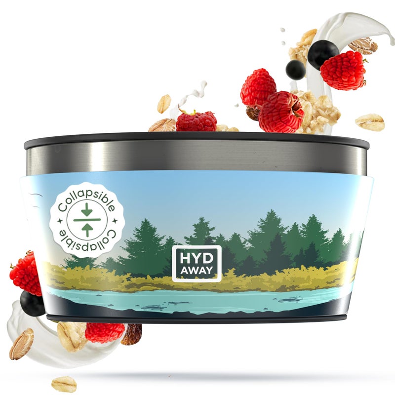 HYDAWAY Collapsible Insulated Bowl with Lid - 1 Quart (950ml)  Silicone I Large Collapsible Bowls for Camping  RV & Travel  Portable Dog Water Bowl  Collapses to 1-inch  Spill-Proof & Steel Rim - Image 1