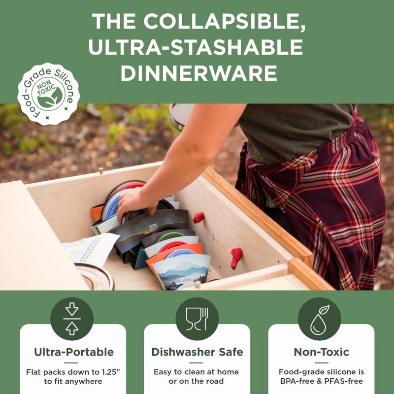 HYDAWAY Collapsible Insulated Bowl with Lid - 1 Quart (950ml)  Silicone I Large Collapsible Bowls for Camping  RV & Travel  Portable Dog Water Bowl  Collapses to 1-inch  Spill-Proof & Steel Rim - Image 3