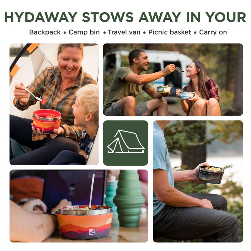 HYDAWAY Collapsible Insulated Bowl with Lid - 1 Quart (950ml)  Silicone I Large Collapsible Bowls for Camping  RV & Travel  Portable Dog Water Bowl  Collapses to 1-inch  Spill-Proof & Steel Rim - Image 5