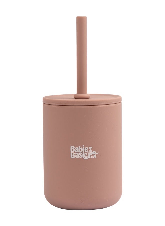 بابيز_بيسك كوب سيليكون للأطفال من المرحلة الثالثة مع شفاطة - وردي - Image 1
