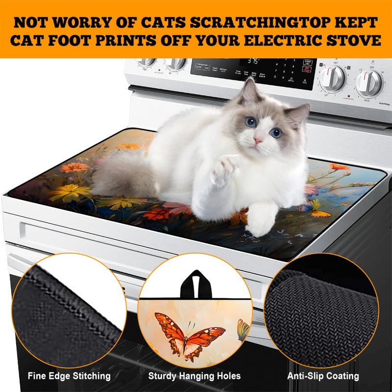 AOHMPT Multi-Design Stove Cover for Glass/Electric Stoves - 3-in-1 Heat-Resistant Protector Mat, Non-Slip Drying Rack 28"x20" - Image 4
