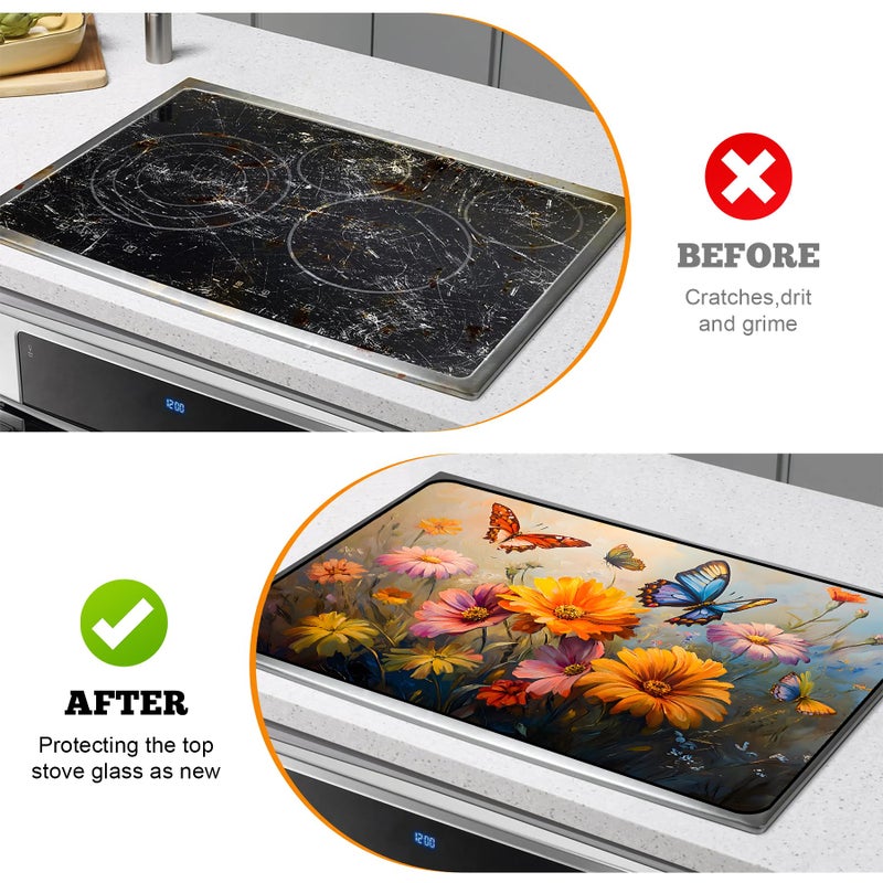 AOHMPT Multi-Design Stove Cover for Glass/Electric Stoves - 3-in-1 Heat-Resistant Protector Mat, Non-Slip Drying Rack 28"x20" - Image 5