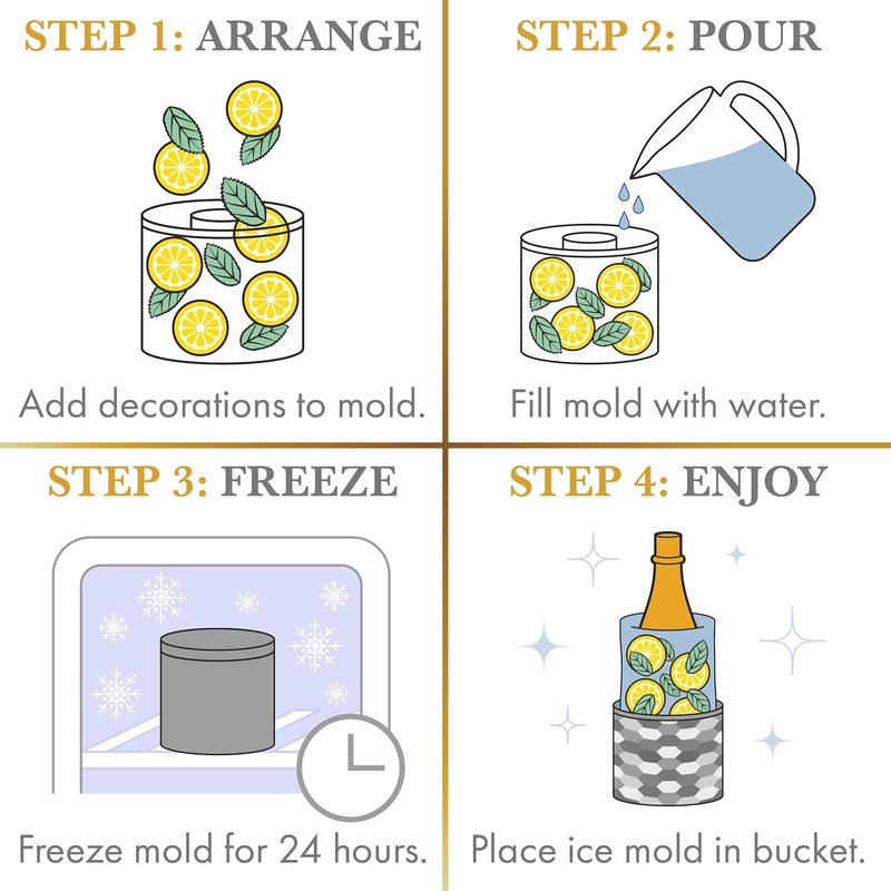 COTIER BRAND Champagne Ice Mold Wine Bottle Chiller  Durable Hammered Stainless Steel Wine Bucket  DIY Floral Champagne Bucket for Dinner Parties Birthday Bridal Shower  Baby Shower  Perfect Hostess Gift  - Image 4