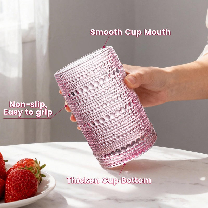 Bandesun Vintage Hobnail Drinking Glasses Set of 12, 13oz Colorful Beaded Bubble Glass Cups for Kitchen, Multiple color Embossed Water Tumbler for Whiskey,Cocktail, Beer, Wine, Water & Juice - Image 5