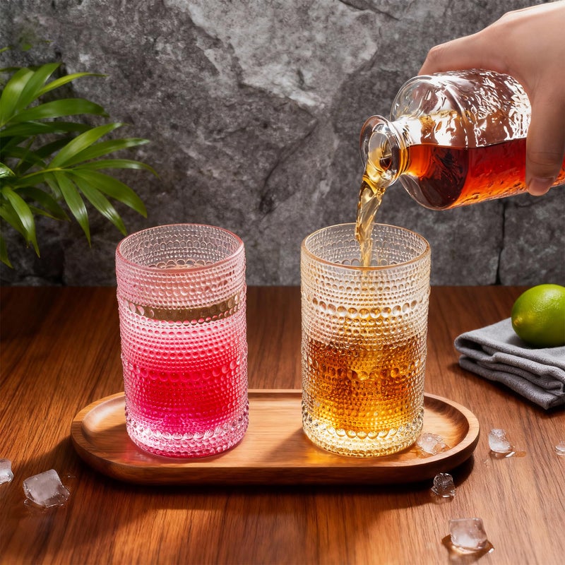 Bandesun Vintage Hobnail Drinking Glasses Set of 12, 13oz Colorful Beaded Bubble Glass Cups for Kitchen, Multiple color Embossed Water Tumbler for Whiskey,Cocktail, Beer, Wine, Water & Juice - Image 4