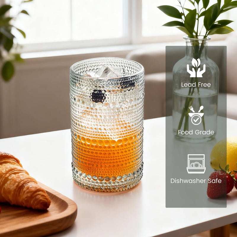 Bandesun Vintage Hobnail Drinking Glasses Set of 12, 13oz Colorful Beaded Bubble Glass Cups for Kitchen, Multiple color Embossed Water Tumbler for Whiskey,Cocktail, Beer, Wine, Water & Juice - Image 2
