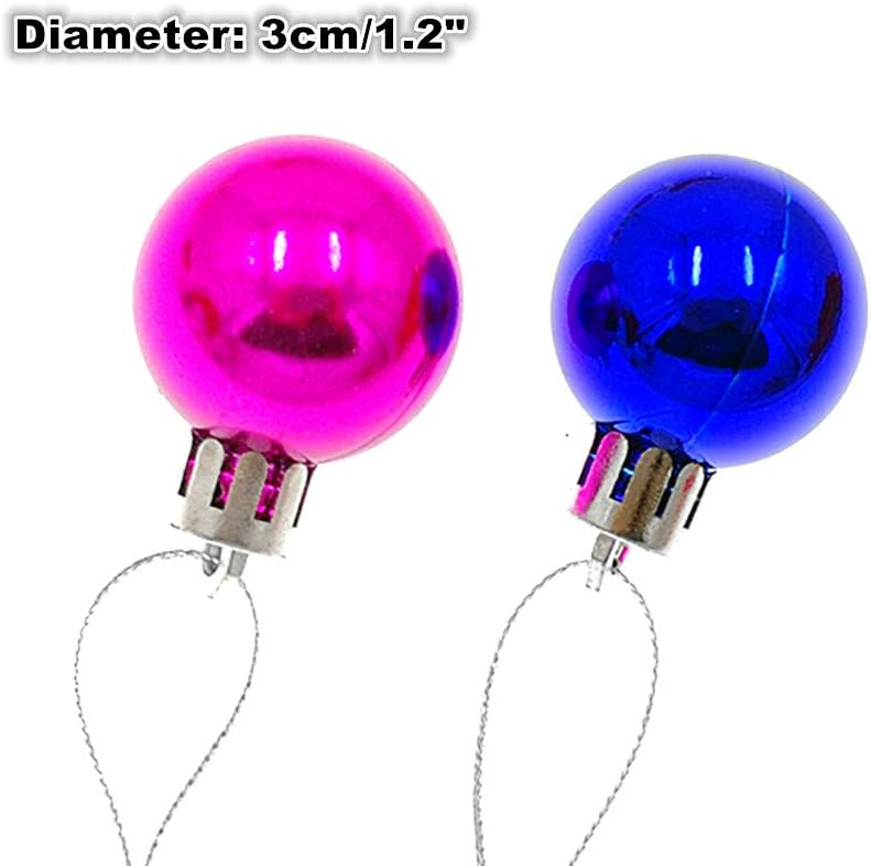ALIMITOPIA 24pcs Christmas Ball Baubles 1.2 inches Shatterproof Plastic Hanging Balls Pendant for Tiny Xmas Tree Decoration (Tiny Size;Assorted Colors) - Image 3