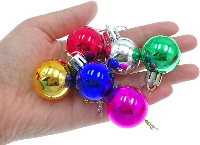 ALIMITOPIA 24pcs Christmas Ball Baubles 1.2 inches Shatterproof Plastic Hanging Balls Pendant for Tiny Xmas Tree Decoration (Tiny Size;Assorted Colors) - Image 4