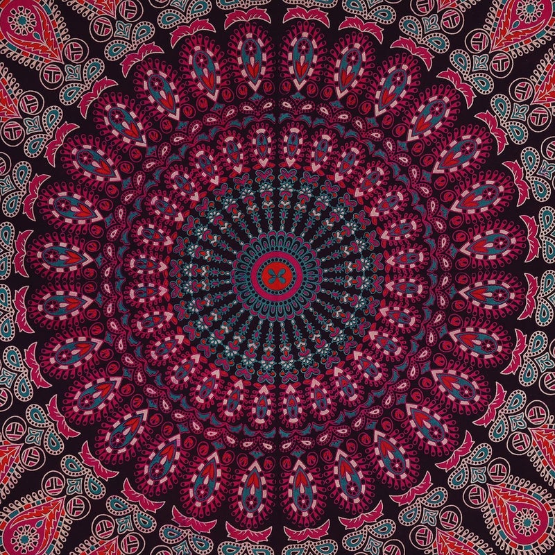 Bless International Indian hippie Bohemian Psychedelic Peacock Mandala Wall hanging Bedding Tapestry (Purple Pink, Twin (54x72Inches)(140x185cms)) - Image 3