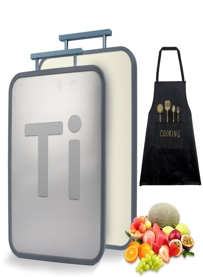 Treayes Titanium 2in1 Cutting Boards for Kitchen, Large Double Sided Food-Grade Composite Titanium and Wheat Straw PP Dishwasher Safe Chopping Board for Meat, Fruit, Vegetable (15" X 11") - Image 1