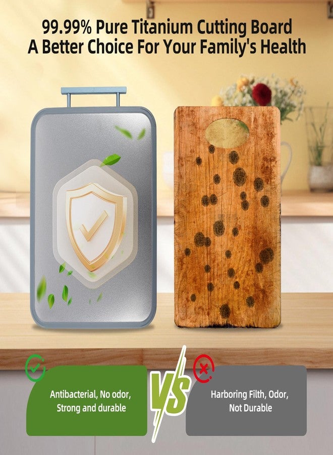 Treayes Titanium 2in1 Cutting Boards for Kitchen, Large Double Sided Food-Grade Composite Titanium and Wheat Straw PP Dishwasher Safe Chopping Board for Meat, Fruit, Vegetable (15" X 11") - Image 4