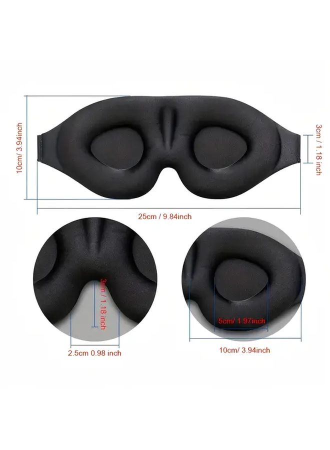 3D Contour Eye Mask For Deep Sleep Yoga Zero Pressure Blindfold Adjustable Strap 2 Pack Black Blue - Image 3