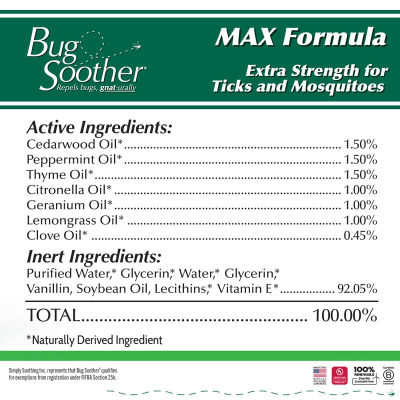 Bug Soother MAX - Extra Strength Natural Gnat, Tick, and Mosquito Repellent, 2 Pack 8 fl oz w/Free 1 oz. DEET-Free Bug Spray Deterrent - Safe for Adults & Environment - Made in USA - Image 3