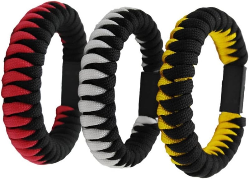 POPETPOP Braided USB Type-C Charging Bracelet for Data Transfer 22CM Portable Wristband Umbrella Rope Design Compatible Smartphones and Accessories Black and Red - Image 1