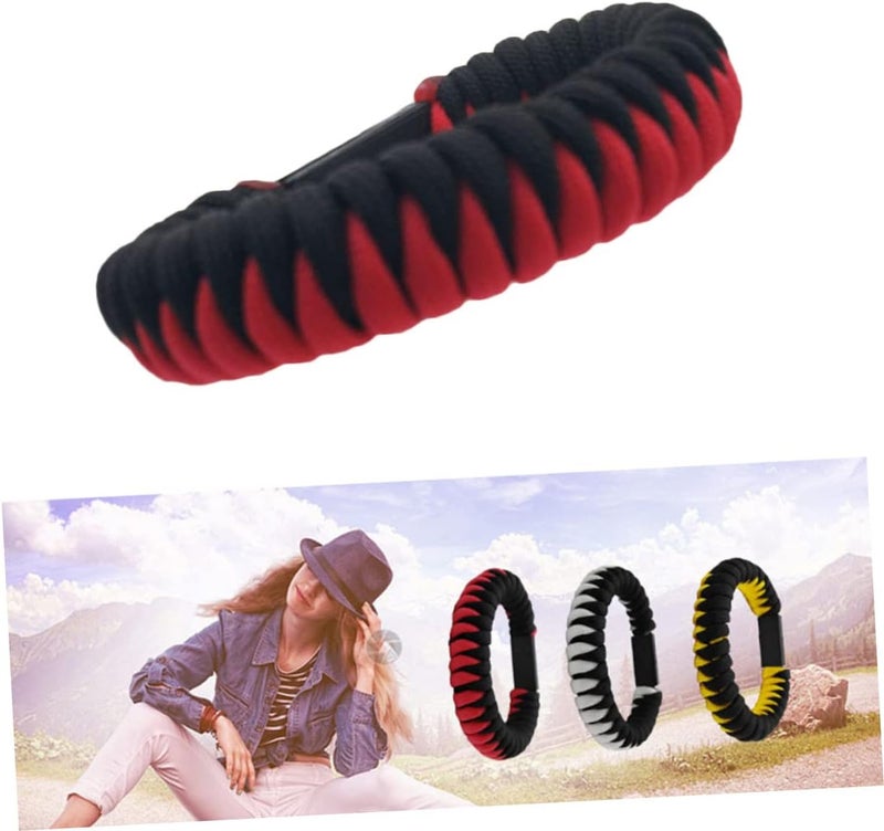POPETPOP Braided USB Type-C Charging Bracelet for Data Transfer 22CM Portable Wristband Umbrella Rope Design Compatible Smartphones and Accessories Black and Red - Image 3