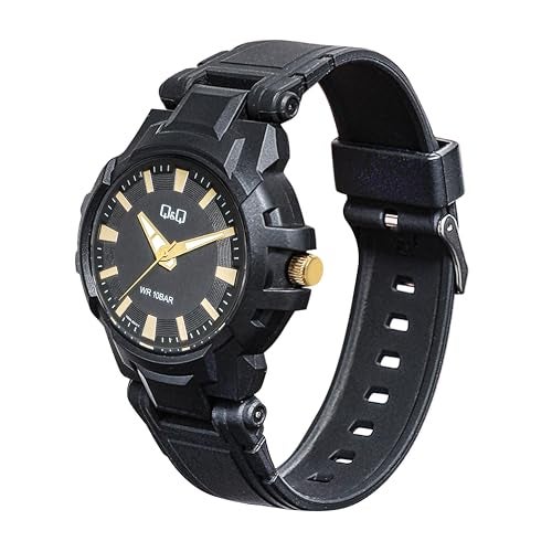 Q&Q Men’s Fibre Strap Analog Watch (Black Dial) – 100M Water Resistant, Lightweight Sports Casual Quartz Wristwatch - V50A-001VY - Image 2