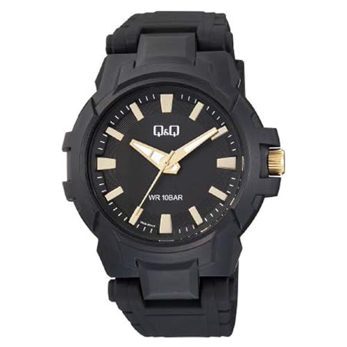 Q&Q Men’s Fibre Strap Analog Watch (Black Dial) – 100M Water Resistant, Lightweight Sports Casual Quartz Wristwatch - V50A-001VY - Image 1