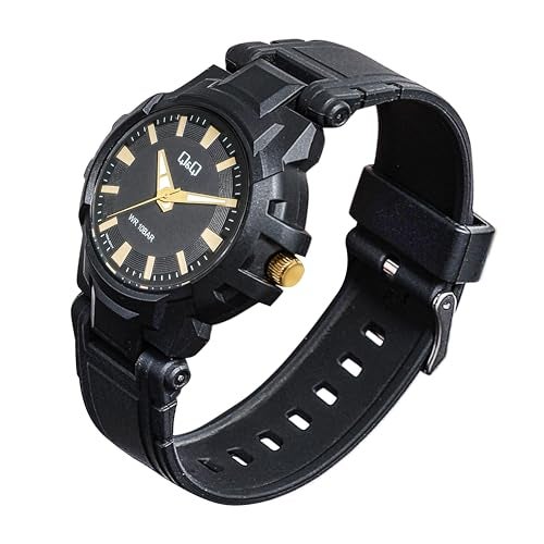 Q&Q Men’s Fibre Strap Analog Watch (Black Dial) – 100M Water Resistant, Lightweight Sports Casual Quartz Wristwatch - V50A-001VY - Image 3