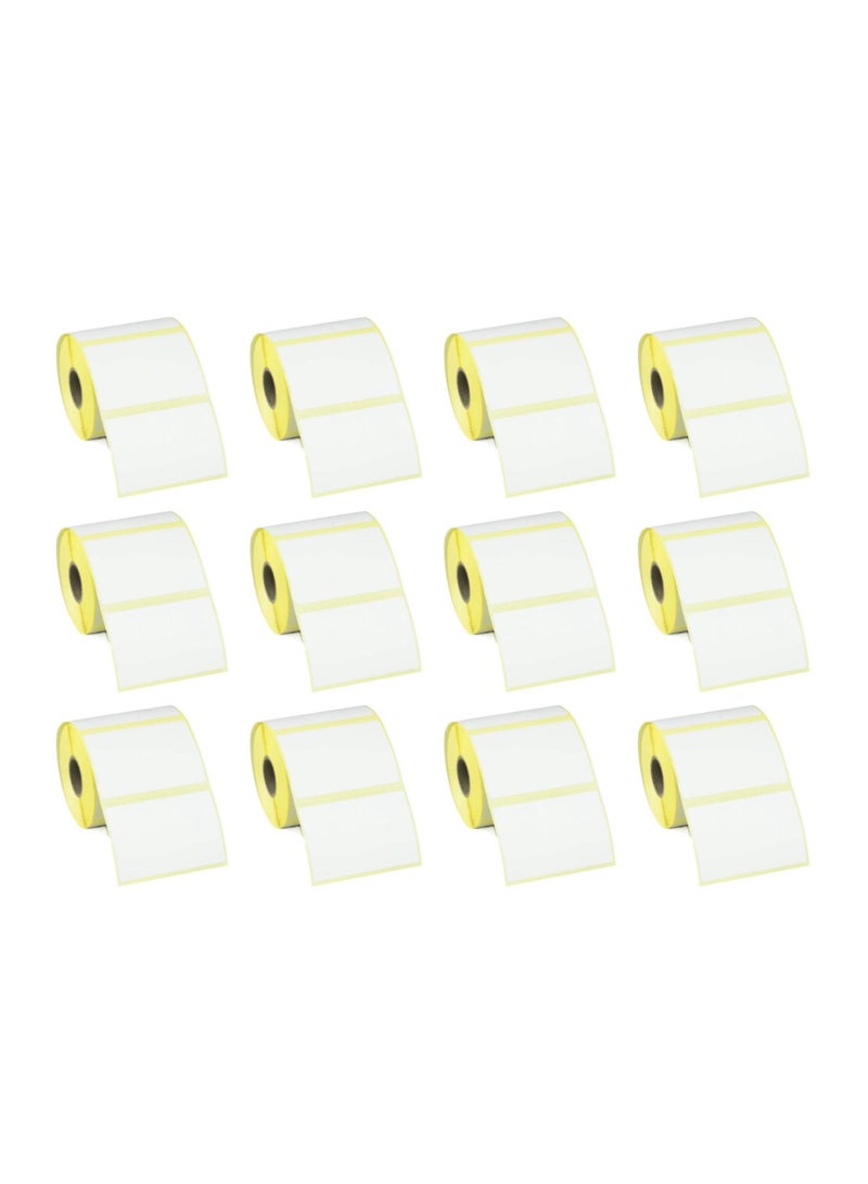 Terabyte 12 لفة من الملصقات الحرارية 76 مم × 50 مم، نواة 25 مم، (1000 ملصق-لفة) - Image 1