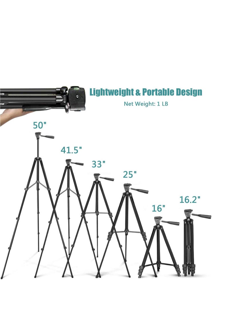 TYCOM Phone Tripod QITELE 50" Extendable Cell Phone Tripod with Wireless Bluetooth Remote and Universal Phone Holder, Perfect for Video Recording/Selfies/Live Stream  - Image 2