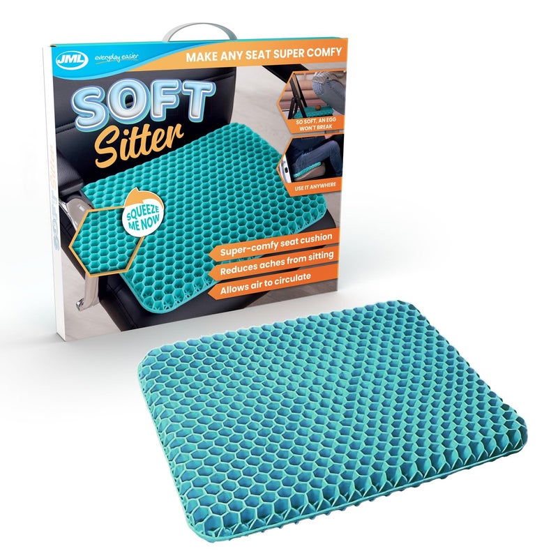 JML Soft Sitter Honeycomb Cushion  Gel Seat Cushion for Support and Flexibility Home Office Gaming and Car Seat Pads  Lightweight Durable Breathable for AllDay Comfort and Posture Aqua Green