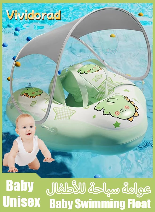 Vividorad Baby Swimming Float Inflatable,  Inflatable Kids Pool Floats,Baby Pool Float Ring with Sun Canopy Inflatable, Inflatable Swimming Floats for Age of 6-36 Months - Image 1