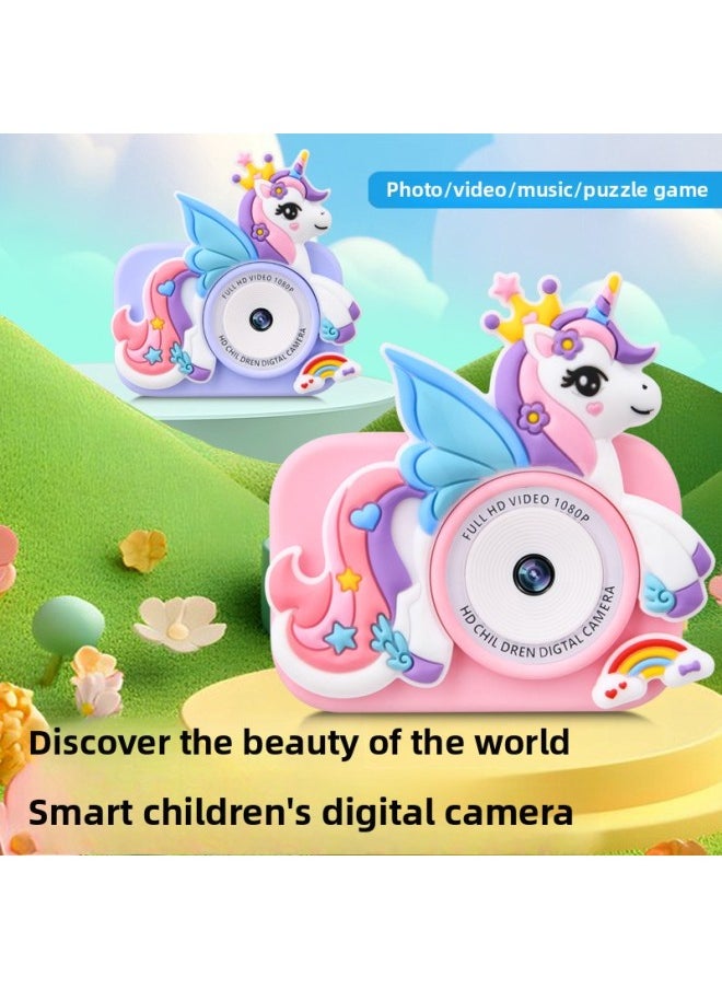 Y8 HD Children Digital Camera Student Party Photo Video Recorder Game Children SLR HD Camera Toy-Color:Light Purple (without Memory Card + Card Reader)  - Image 1